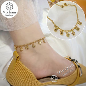 Viviann Original 18k Gold Plated Love Foot Ornament Gold Chain Anklets For Women Beach Foot Jewelry Leg Chain Ankle Bracelets Women Accessories 24k Yellow Gold Plated Tassel Anklet Summer