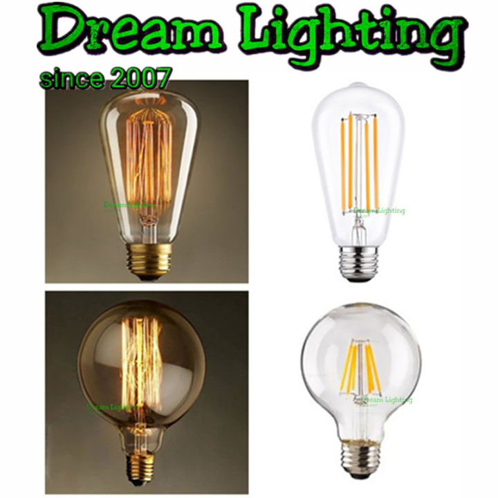 Dream Lighting / Edison Bulb ST64 G80 G95 G125 C35 40W Filament 4W LED ...