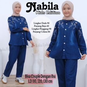 NABILA SET JEANS ada Jumbo Juga Pakaian Wanita One Set Jeans Premium Dewasa Perempuan Busui Lebaran