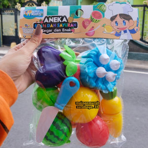 Mainan Anak Murah Buah Dan Sayur Kue Ulang Tahun Potong MF 20/ MF 19 | Mainan Edukasi Anak Buah Sayur Potong Segar Pakai Perekat | Mainan Perempuan Masak Masakan Bahan Berkualitas Dari Plastik Yang Tebal Kemasan Kantong