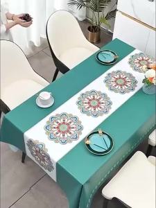 【Thicken】Pvc Tablecloth Oil Proof Waterproof Antifouling Cover Dining Table Cloth4/6/8/10seater