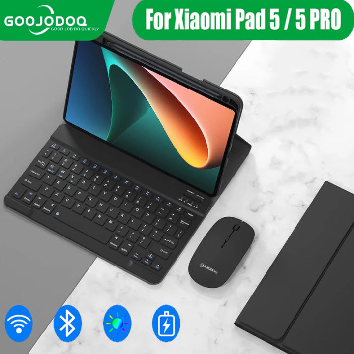 GOOJODOQ For Xiaomi Pad Mi Pad 6/5/5 PRO Case with Keyboard and Mouse Pen  Slot Holder Tablet Protector 11 inch Case Auto Wake up and Sleep Silicone 