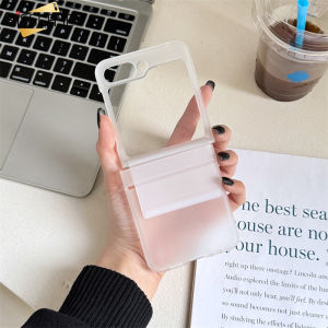 KISSCASE Slim HD Clear Phone Case for Samsung Z Flip 6 Flip 5 Case with Rotary Shaft Hardware Buckle Protection for Galaxy z Flip6 Flip5 Flip4 Flip3 5G Skin Feeling Scrub PC Hard Shell