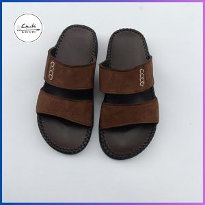 Dép nam hai quai ngang da bò đế doctor may viền  rẻ bền đẹp