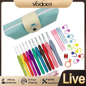 Crochet Hooks Set Aluminum Crochet Hooks with Case Colorful Crochet Hooks Kit Ergonomic Handle for Mom Grandma Gifts