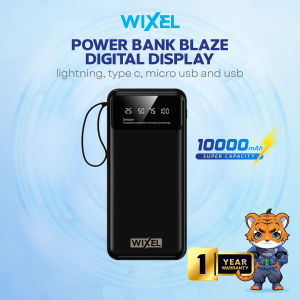 WIXEL Powerbank BLAZE LED Digital Display 10000mAh 3A 22.5W Fast Charging Quick Charge PD with 4 Cable Kabel Type C Lightning Power Bank 10000 mAh 20W Watt
