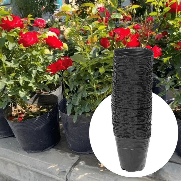 300PCS Plastic Black Seedling Nursery Pots Grow Bags Flower Plant ...