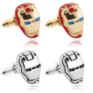 1Pair Fashion Personalized Creative Helmet Design Cufflinks Mens Cartoon Red Silver Domineering Cuff Links Shirt Accessories