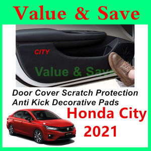 Honda City 2014 - 2025 Side Door Anti Kick Protective Leather Door Anti-Kick Mat (4Pcs) Protector DIY Door Mat Cover Clean