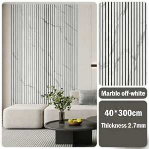 REAIM Thickened 3D Stereo Grille Wood Veneer Wall Panels 2.7mm 40x300cm Self Adhesive Wallpaper DIY Wall Stickers Living Room Bedroom Background Wall Decor