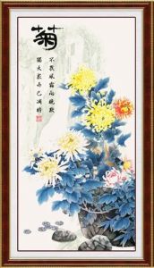 Four Season Flowers 49x86cm each 11Count Stamped Aida Cloth Purpleknows Cross Stitch Printed Fabric COMPLETE SET Pattern Handmade Craft Needlework Home Decoration Ready Stock Fast Shipping