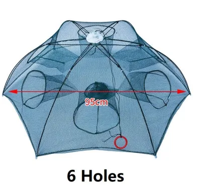 【Ready Stock Msia】Portable Fishing Trap Net Shrimp Fish Cage Nylon Automatic Foldable Catch Crab Baits Trap Ikan Jala