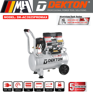 Máy nén khí không dầu Dekton DK-AC3925PROMAX - Bình Nhôm 22 Lít - Công suất 1300W/1.8Hp