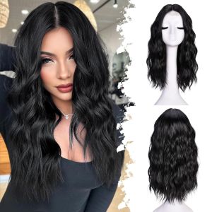 ANNISOUL Tóc Giả Ngắn Gợn Sóng Dành Cho Nữ Tóc Giả Ngắn Có Lưới Phía Trước Tóc Giả Tổng Hợp Tóc giả bob đen 18 inch tóc giả gợn sóng chia ngôi giữa chất liệu tổng hợp có đường chân tóc tự nhiên dùng cho tiệc tùng hàng ngày.