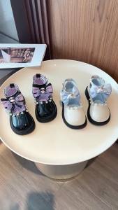 2025 Spring Leather Shoes New Style Single Shoes for Girls Soft Sole Cartoon Shoes Solid Color Shiny Leather Princess Shoes Fashion Retro Baby Shoes