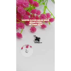 Liontin bunga  Titanium Bolak Balok Hitam Putih UK 13Mm Anti Luntur Dan Anti Karat (COD)