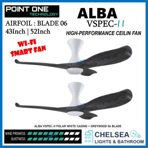 Smart Wifi ALBA Hugger(White) +Blade06 PO ECO Ceiling Fan Osram LED Light 43/52in Google Tuya (Point One)