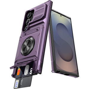 Hidden 2 Cards Holder Wallet Case 360° Ring Stand Magnetic Shockproof Protective Card Slot Wallet Case for Samsung Galaxy S26 Ultra CaseS26+S25 UlS25 EdgeS25 FES25 PlusS24 UltraS24 PlusS24 FeS23 UltraS23 FeA37.A17A16A26A36A56A55A35A25A15