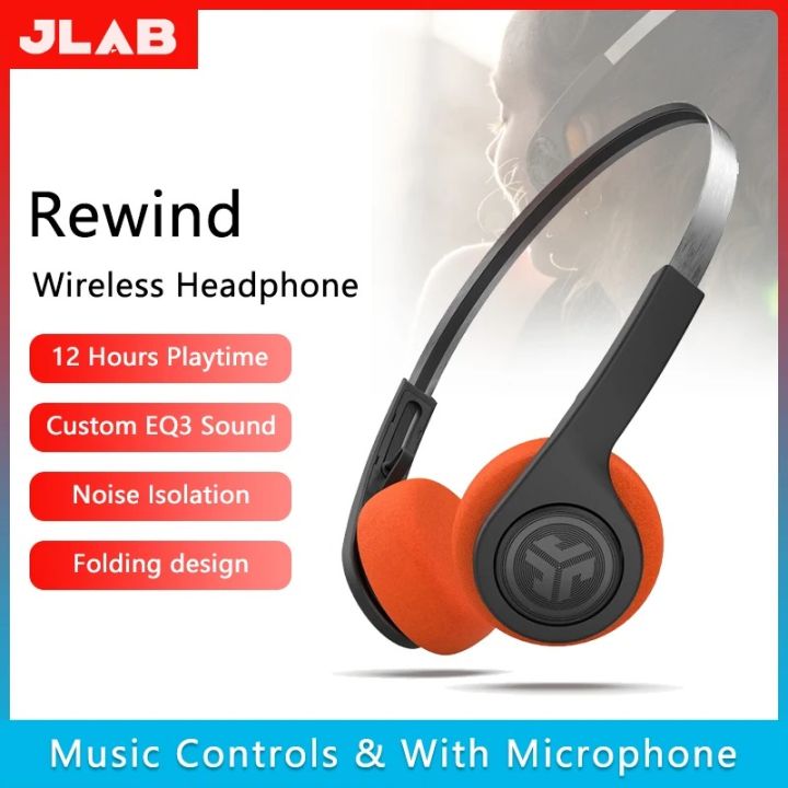 JLab Rewind Wireless Retro Headphones 12H Playtime/Custom EQ3/with Mic ...