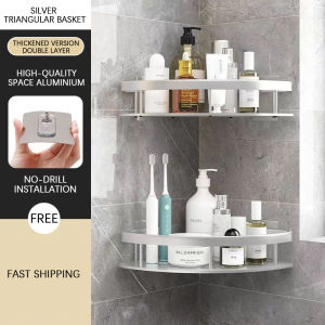 Bathroom Corner Shelf Punch-free Stainless Bathroom Organizer Storage Shelf Rack Drainable NO Rust
