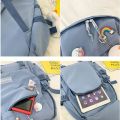 Korean Schoolbag Fashion Casual Backpack Junior High School Girls College Style Japanese Cute Schoolbag Japanese Travel Backpack Large Capacity Backpack Female Senior High School Students Campus Travel Backpack Waterproof (Blue/Green). 