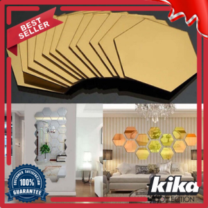 Hexagonal Cermin Tempel Sticker Kaca Hexagonal Segi Enam