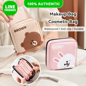 LINE FRIENDS Brown PU Leather Sanitary Pad Pouch Large Capacity Travel Storage LFB119