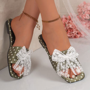 [Free Shipping] WomenS Summer Outdoor Sandals 2026 New Style With Lace And Bow Details Featuring A Chunky Heel