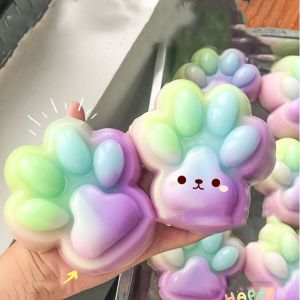 Juviaal 捏捏乐 squishy toy 解压玩具 Rainbow Gradient Cat Paw Squeeze Toy Ultra-large Slow Rebound Cartoon Fidget Toy Sensory Toy Soft Cat Paw Pinch Toy Children