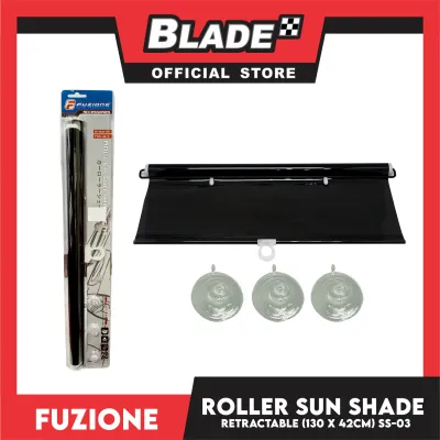 Fuzion Retractable Roller Sun Shade Tint (Black) SS-03 130x42cm car window sun shade windshield sun protector