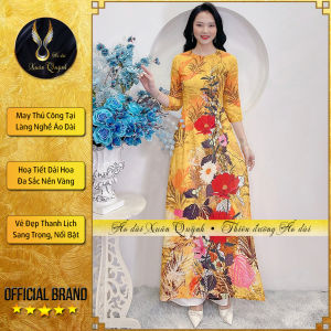 Áo Dài Truyền Thống Lụa Habutai Dải Hoa Duyên Dáng Sang Trọng K54 - Áo Dài Xuân Quỳnh