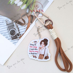 Móc Khóa Quà Tặng Ngày Phụ Nữ Việt Nam 20/10 Hình Cô Gái Chibi Dễ Thương In 2 Mặt Quà Tặng Công Sở