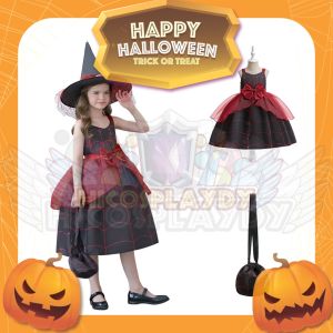 hiCosplaydy Kids Witch Princess Dress Halloween Trick or Treat Costume Cosplay