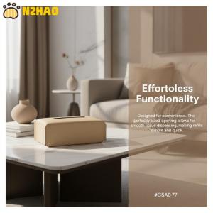 【N2HAO】 Decorative Leather Napkin Holder Tissue Paper Box for Office Home Living Room Durable and Stylish Cover
