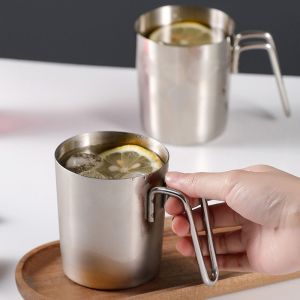 SLIGHTDELVE Minimalist Mouthwash Cup Stainless Steel Anti-rust Rinse Cup Durable with Handle Bathroom Cup Bathroom Supplies