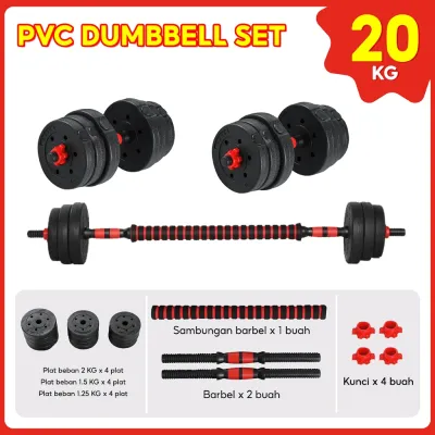 HTD Sport PROMO Dumbbell Set 10KG 20KG 30KG 40KG PVC Alat Olahraga Beban Angkat Besi Multifungsi
