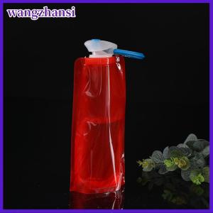 wangzhansi Foldable Water Bottles Flexible Reusable Travel Pouch Soft Flask Water Bag With Carabiner Clip