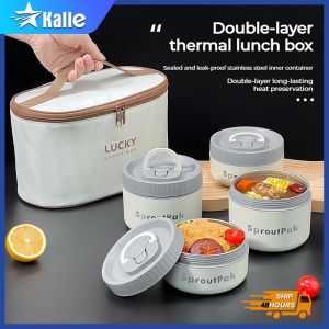 304 Lunch Box Stainless Steel Insulated Preservation Box Microwave Special Lunch Box Adult Student Portable Bento Box With Thermal Insulation Bag Kalle