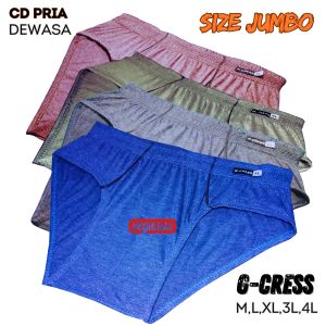 3Pcs Celana Dalam JUMBO Pria Remaja Dewasa G-Cress Katun CD Size BIG MLXLXXLXXXL Motif Polos