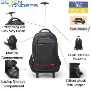 (SG Shop) #E745 Ultimate Step-UpTrolley Backpack: Multi-Compartment Spinner Wheels and Comfortable Padding