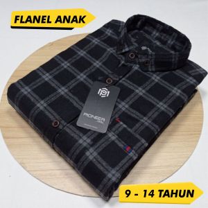 Kemeja Flannel Anak Laki-Laki Motif Kotak-Kotak Lengan Panjang Warna Abu-Abu
