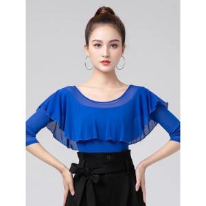 SHUNAICHI Solid color dance jumpsuit for women Latin dress for girls elegant practice for women ruffled edge dance performance dress