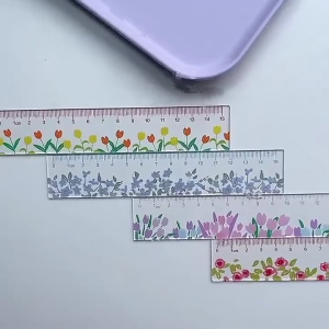 ไม้บรรทัดวาดลายดอกไม้4ชิ้นไม้บรรทัดวัดมุมอะคริลิคใสสำหรับโครงการศิลปะร่างการวาดภาพเทคนิค