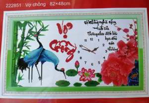 Tranh Thêu Chữ Thập đồng hồ Vợ Chồng (về tự thêu) 222851