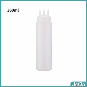 JeDa ขวดน้ำสลัด ขวดบีบซอสพลาสติก ขวดแยม 3 รู ฝาครอบ Condiment Squeeze Bottles
