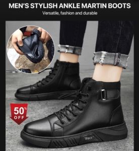 minbai01 [Hot selling] Cotton shoes leather upper high top shoes fashionable mens leather shoes