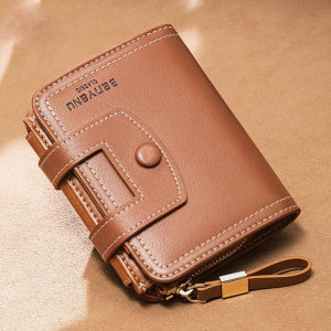 BANYANU ของแท้หนังผู้หญิงกระเป๋าสตางค์ผู้ถือบัตรกระเป๋าสตางค์ขนาดเล็กกระเป๋าสตางค์สามพับสำหรับผู้หญิงที่มีซิปกระเป๋าใส่เหรียญ