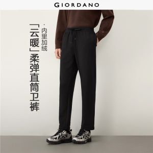 Giordano Beau Monde Men Fleece-lined drawstring elastic waist pants Free Shipping 13116618