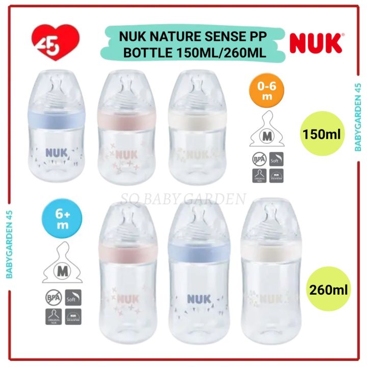 NUK Nature Sense Baby Feeding Bottle 5oz 9oz Silicone Teat