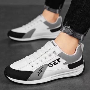 Korean High Top Rubber Shoes For Men Lace Up Sports Thick Soled Sneaker Fashion Casual Board Running Shoes